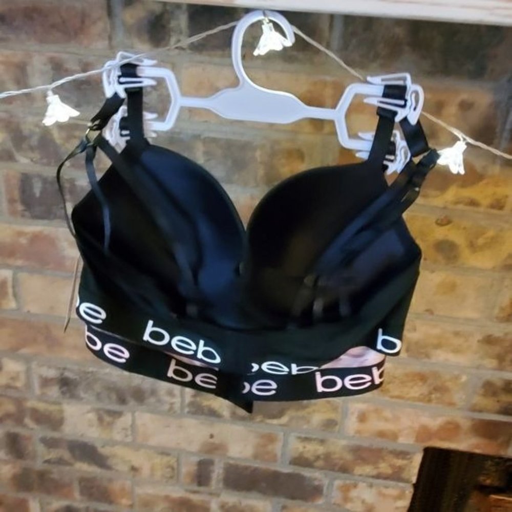 New bebe 2 padded pushup camo black pink bras - Picture 6 of 7